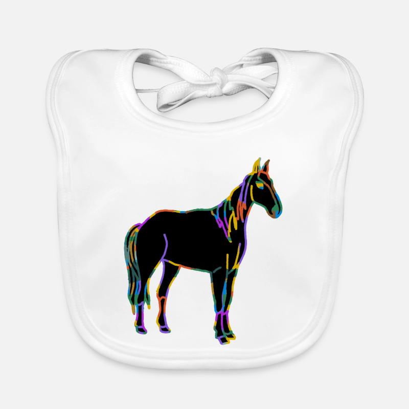 Cheval - Bavoir bio Bébé - blanc