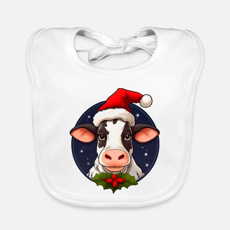 Cows Christmas Organic Baby Bibs