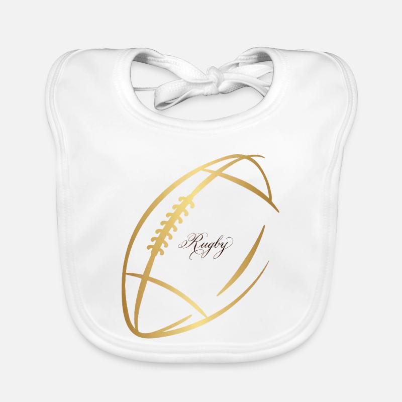 Rugby Doré Ball Élégant - Bavoir bio Bébé - blanc