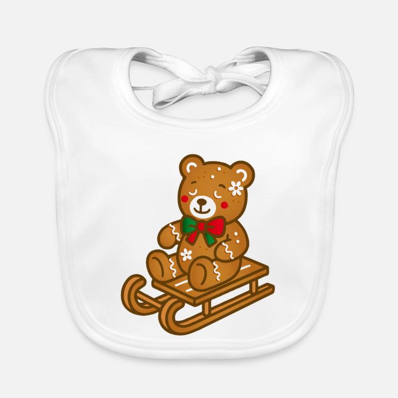 Süßer Lebkuchen-Teddy auf nostalgischem Schlitten Baby Bio-Lätzchen