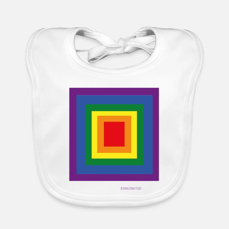 Multicolor concentric squares Organic Baby Bibs