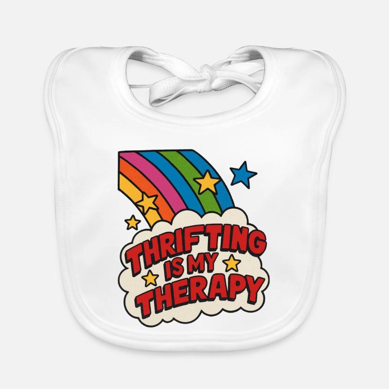 Thrifting Therapy Rainbow Sticker Organic Baby Bibs