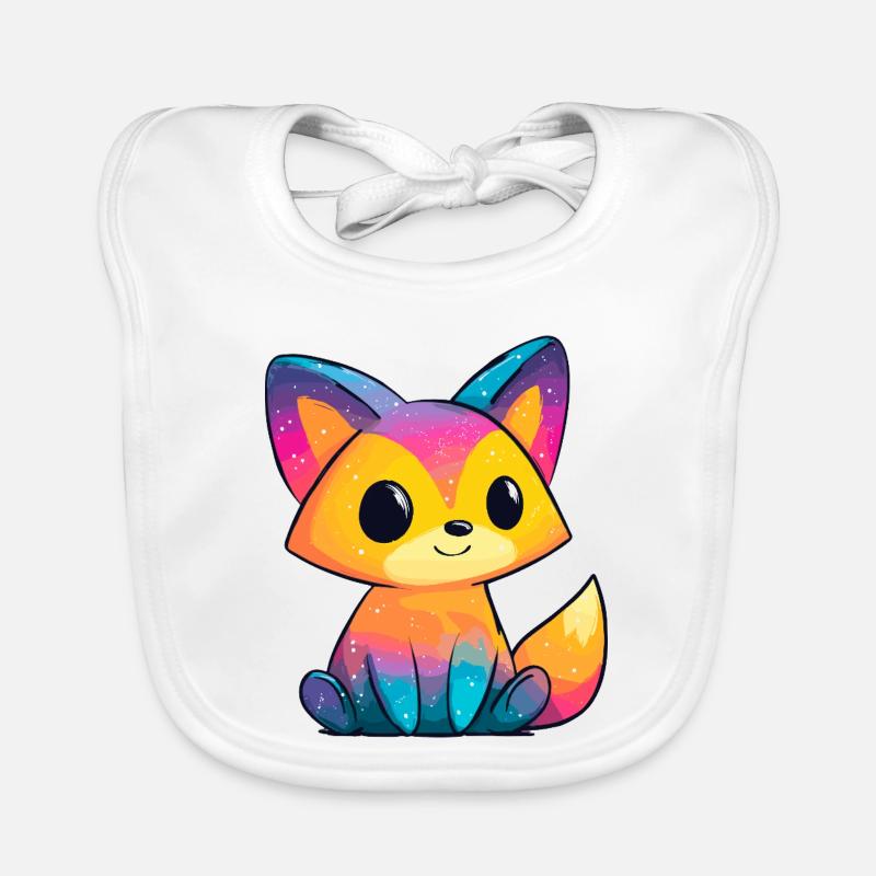 Rainbow Fox Cartoon Organic Baby Bibs