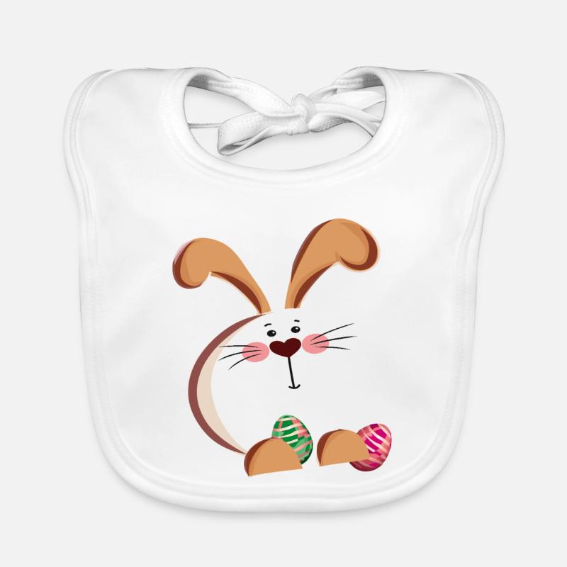 Osterhase und bunte Eier Baby Bio-Lätzchen