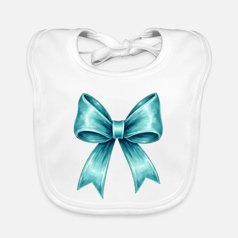 Turquoise bow Organic Baby Bibs