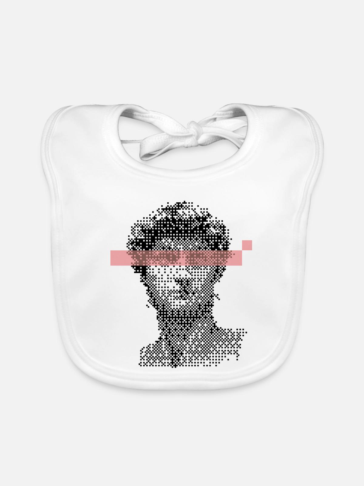 Digital David Michelangelo Pixel-Design - Baby Bio-Lätzchen - Weiß - Vorne