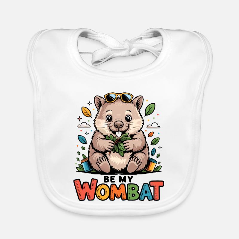 Wombat mit Blättern und Sonnenbrille Baby Bio-Lätzchen