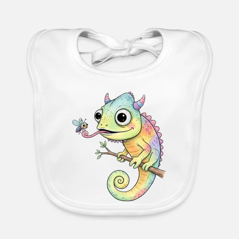 Colorful chameleon on a branch Organic Baby Bibs