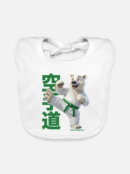 Karate Eisbär - Baby Bio-Lätzchen - Weiß - Vorne