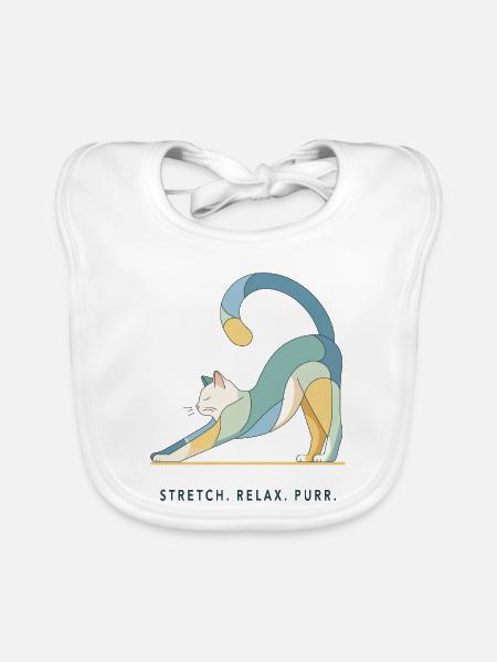 Stretch. Relax. Purr. – Katze - Baby Bio-Lätzchen - Weiß - Vorne