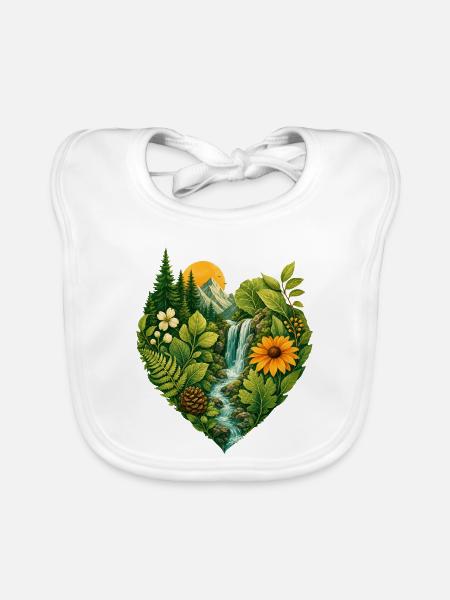 Naturliebhaber Ich liebe Natur Naturschutz Herz - Baby Bio-Lätzchen - Weiß - Vorne