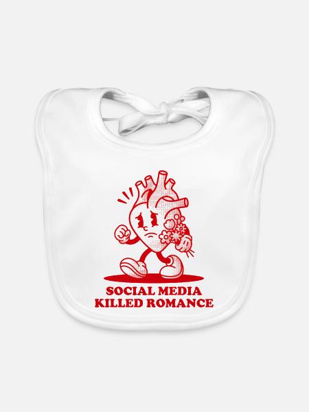 Herz Soziale Medien haben die Romantik getötet - Baby Bio-Lätzchen - Weiß