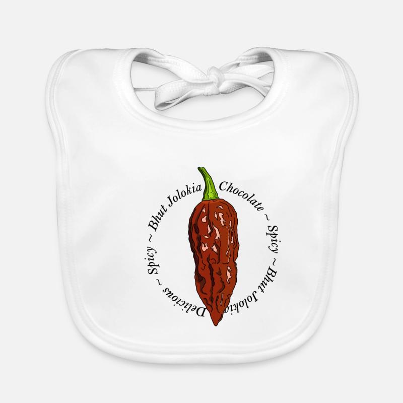 Bhut Jolokia Chocolat Chili Piment Poivre Fantôme - Bavoir bio Bébé - blanc