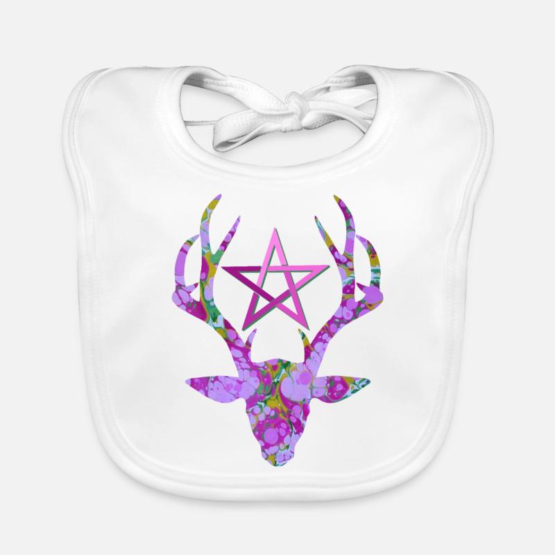 hirschkopf mit pentagramm e 230 Baby Bio-Lätzchen