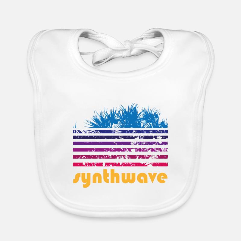 synthwave pandanus - Organic Baby Bibs - white