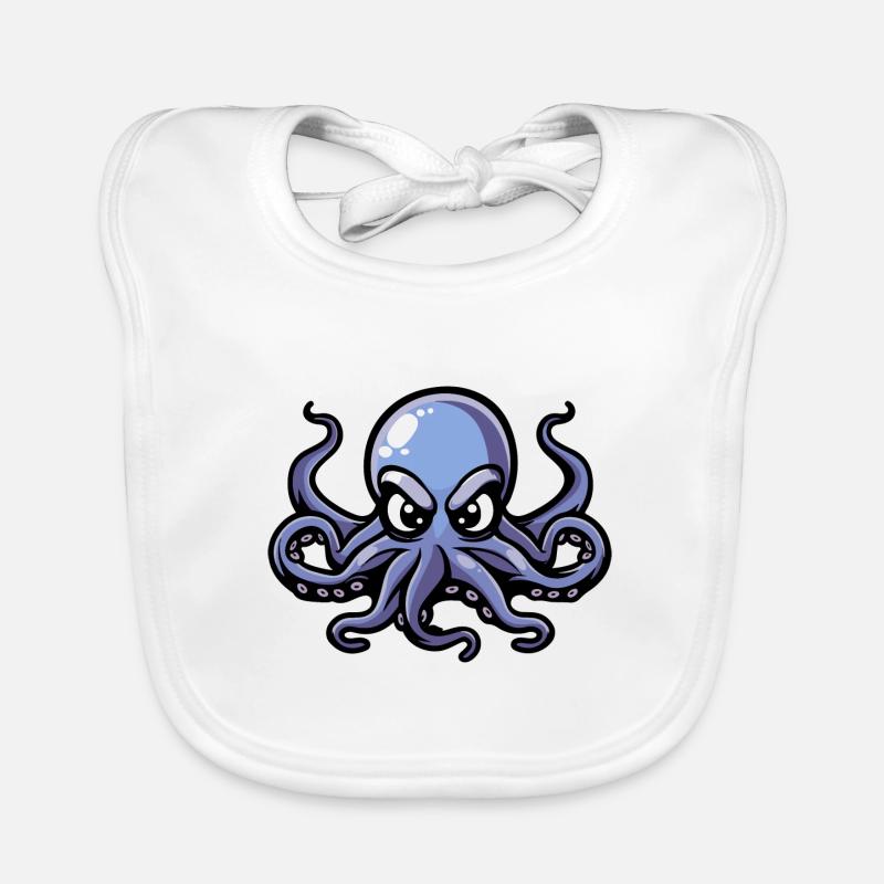 Oktopus Comic - Baby Bio-Lätzchen - Weiß