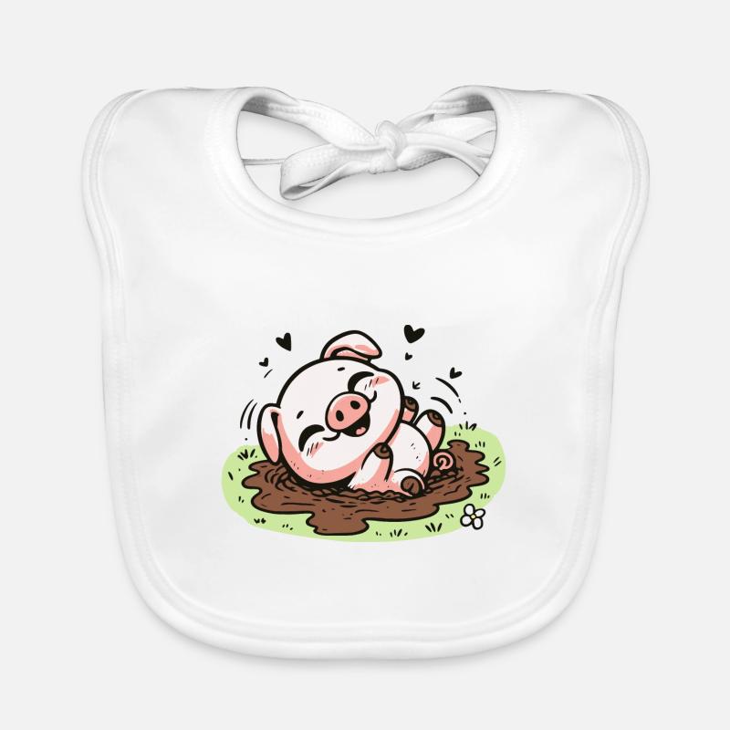 Cochon mignon dans la boue Bavoir bio Bébé