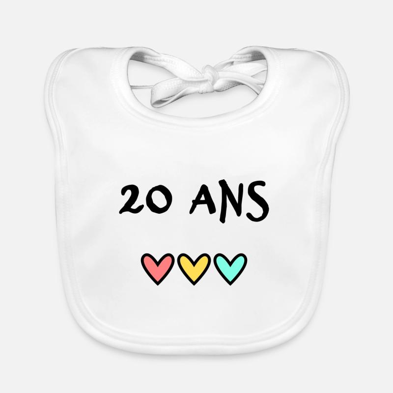 20 ANS. 20e ANNIVERSAIRE. ANNIVERSAIRE 20 ANS. 20 Bavoir bio Bébé