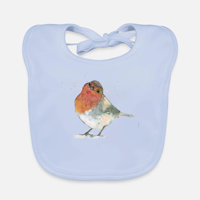 Rotkehlchen im Schnee Baby Bio-Lätzchen