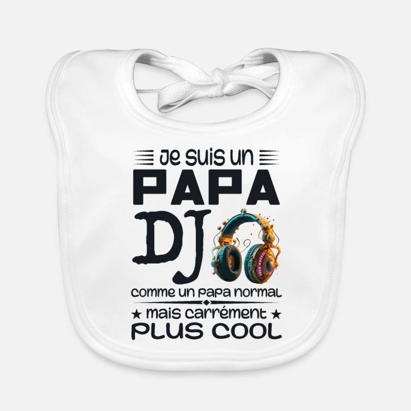 DJ Dad - Papa DJ Geschenk - Baby Bio-Lätzchen - Weiß
