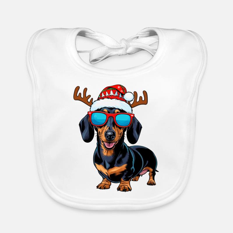 Weihnachts Dackel Hund Baby Bio-Lätzchen