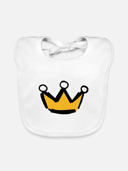 Couronne symboles motifs - Bavoir bio Bébé - blanc - Devant