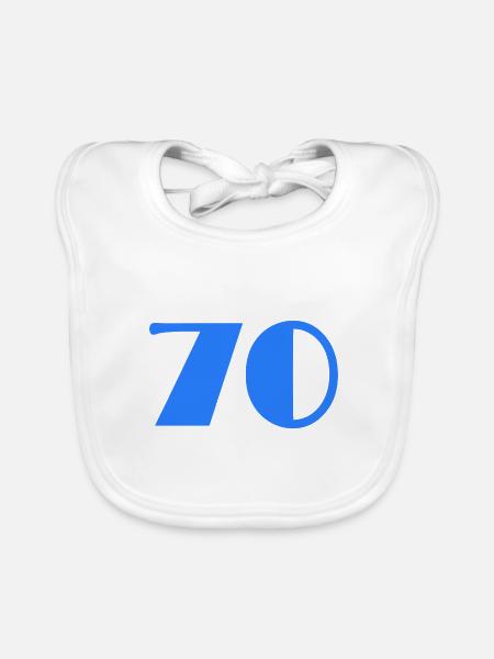 70 YEARS. 70TH ANNIVERSARY. BIRTHDAY 70 YEARS. 70 - Organic Baby Bibs - white - Front
