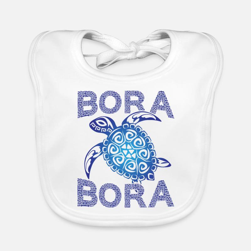 Tortue de mer tribale bleue polynésienne Bora Bora Bavoir bio Bébé