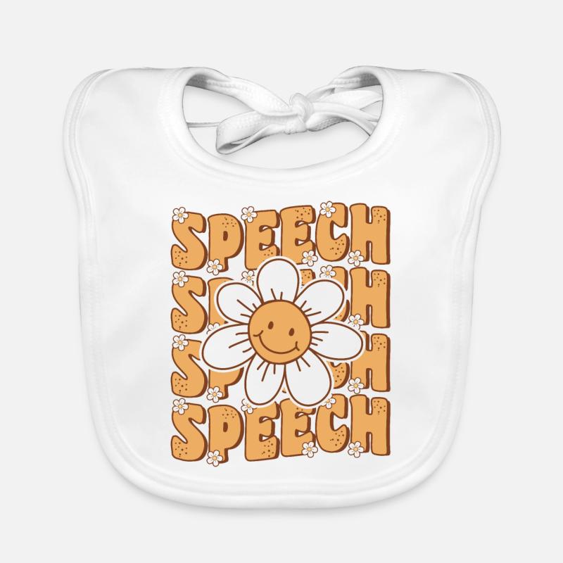 Groovy Retro Speech Language Pathologist Speech Organic Baby Bibs