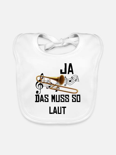 Posaune - Baby Bio-Lätzchen - Weiß - Vorne