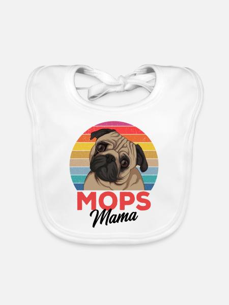 Mops - Baby Bio-Lätzchen - Weiß - Vorne