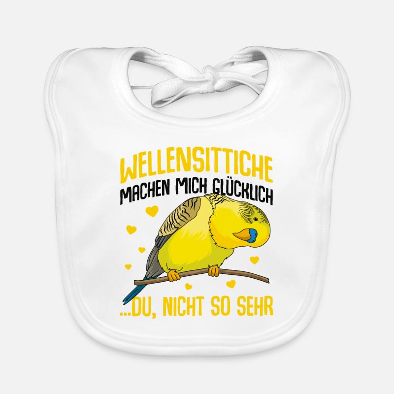 Wellensittich - Baby Bio-Lätzchen - Weiß