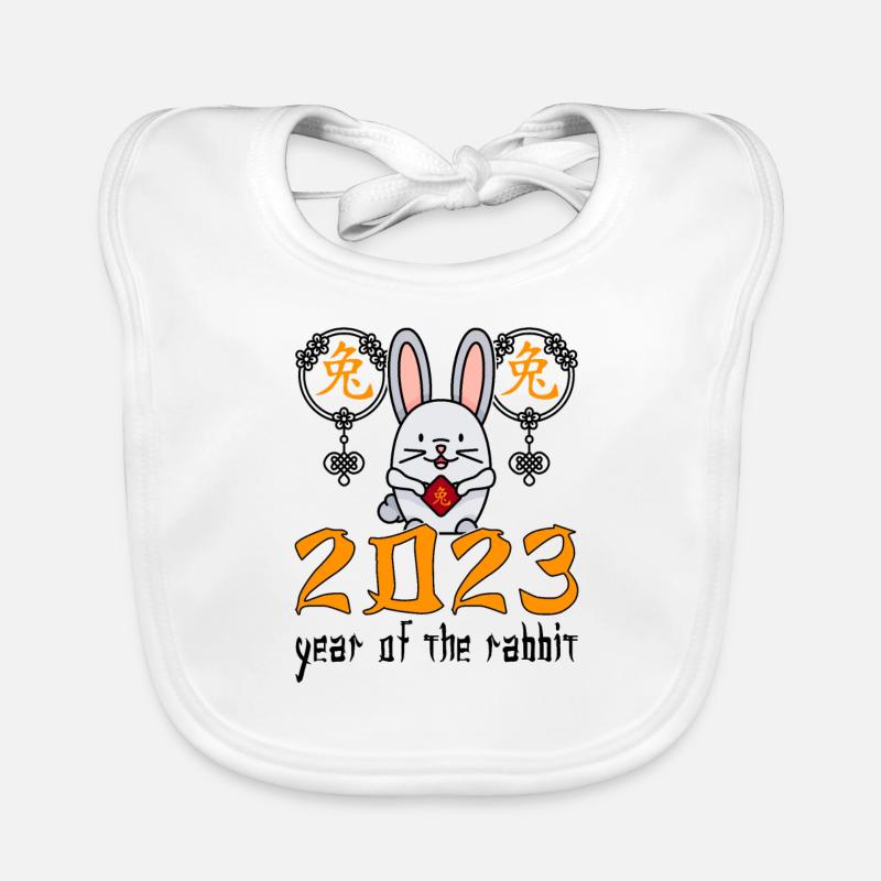 Chinesisches Hase Schriftzeichen Neujahr 2023 Baby Bio-Lätzchen