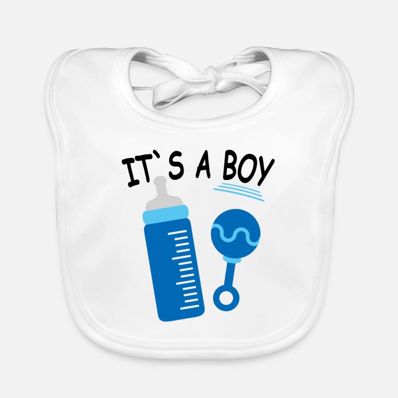 Baby Junge Boy Its a Boy Blau Sprüche - Baby Bio-Lätzchen - Weiß