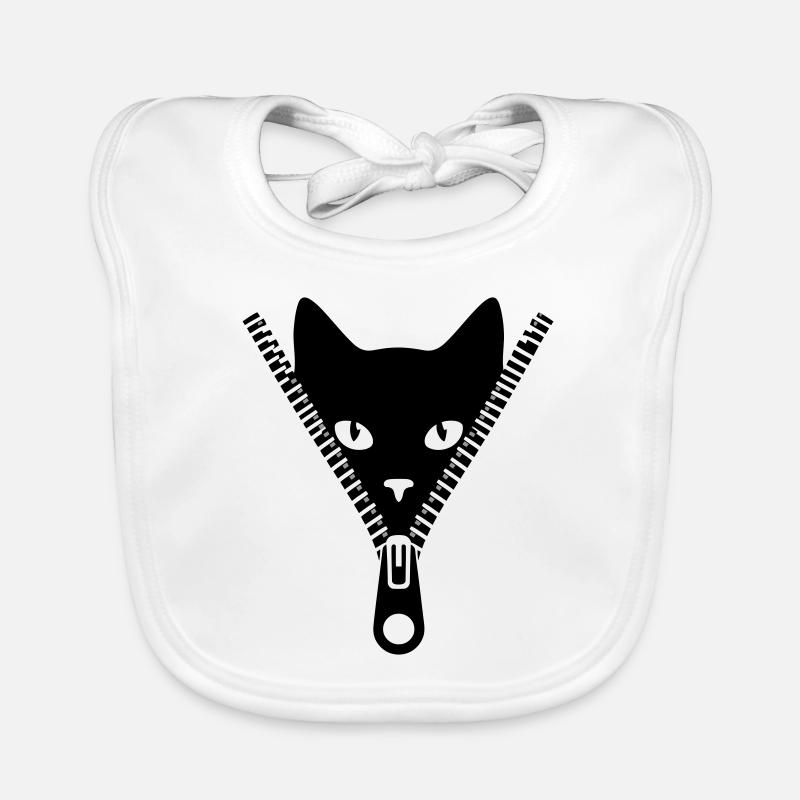 Petit chat caché dans une fermeture éclair Bavoir bio Bébé