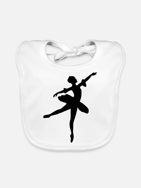 Danseuse de ballet vecteur Silhouette - Bavoir bio Bébé - blanc - Devant