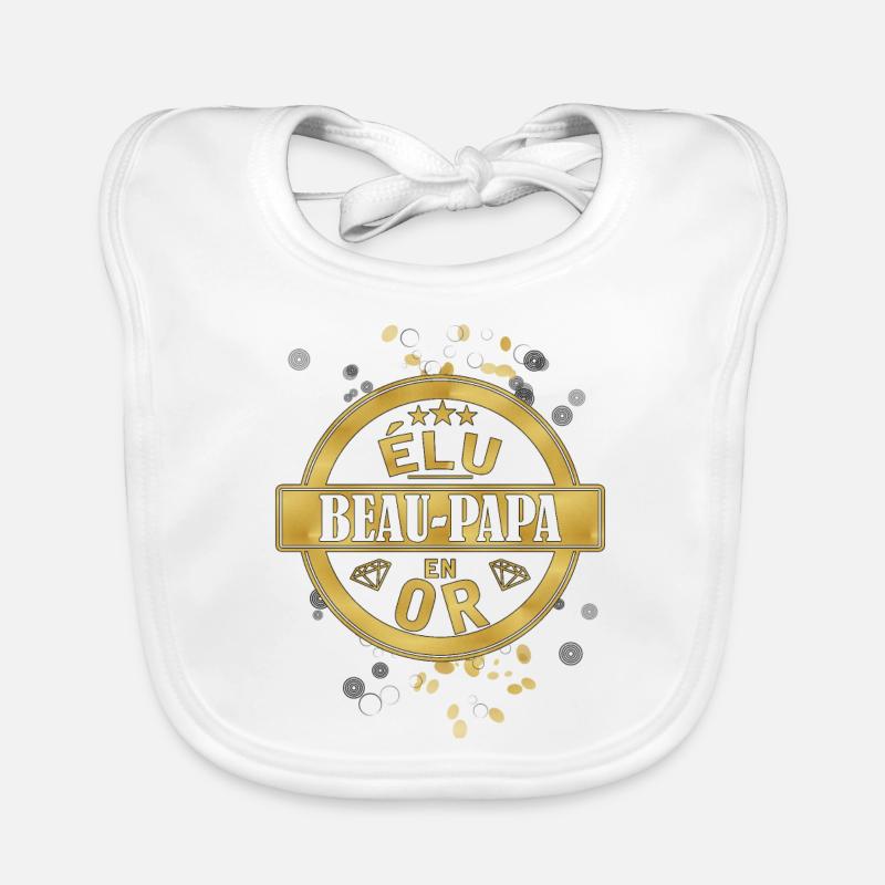 beau papa en or - Bavoir bio Bébé - blanc