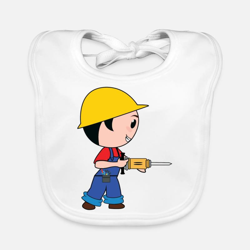 construction worker bauarbeiter strassenbau tierfb Baby Bio-Lätzchen