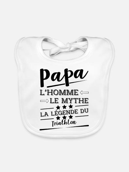 Papa la légende Triathlon cadeau - Bavoir bio Bébé - blanc - Devant