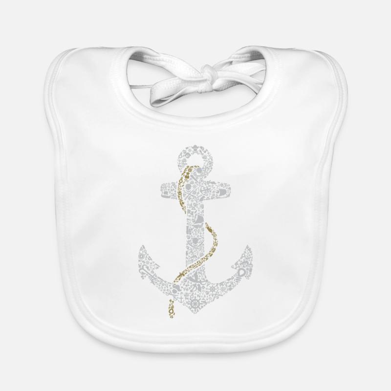 Anchor with seafaring symbols Organic Baby Bibs