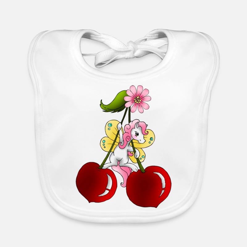 Pony Fee auf Kirsche mit Kirschblüten Baby Bio-Lätzchen