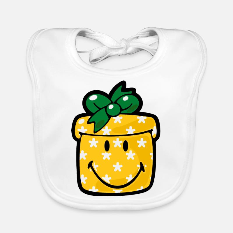 Smiley Christmas Present Organic Baby Bibs