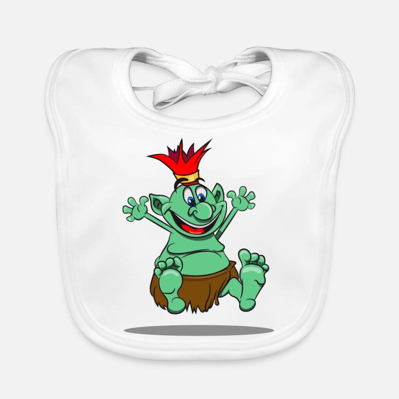 troll witzig cartoon freude spitzohr maerchen wald Baby Bio-Lätzchen