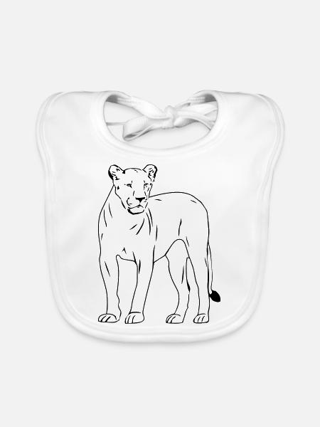 Lion - Löwe - Löwin - Baby Bio-Lätzchen - Weiß - Vorne