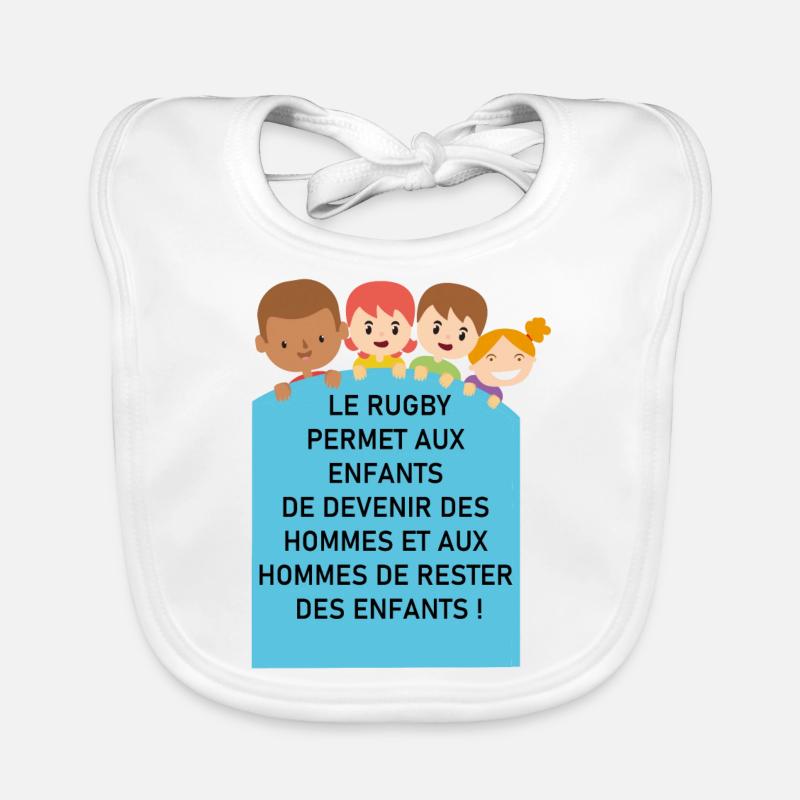 le rugby - Bavoir bio Bébé - blanc