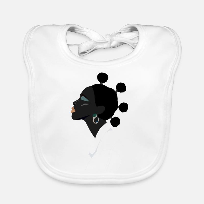 Fille noire avec des cheveux mignons et une veste blanche Bavoir bio Bébé
