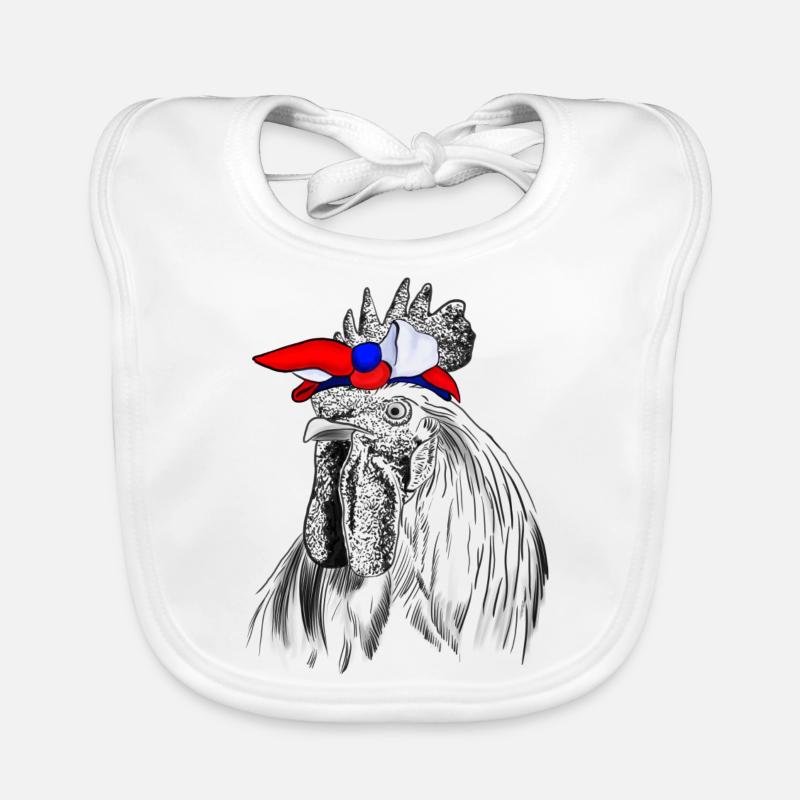 Coq avec bandage du drapeau français Bavoir bio Bébé