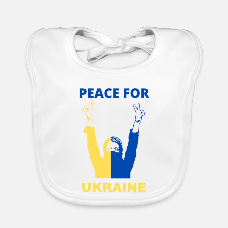 PAIX POUR L’UKRAINE - Bavoir bio Bébé - blanc