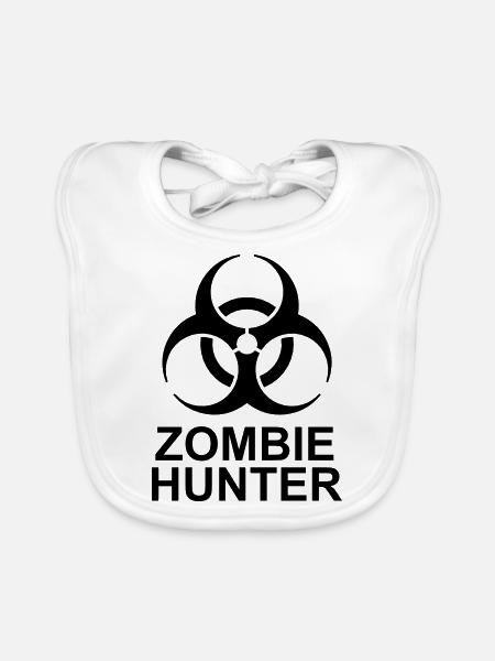 zombie hunter Halloween Quote - Organic Baby Bibs - white - Front