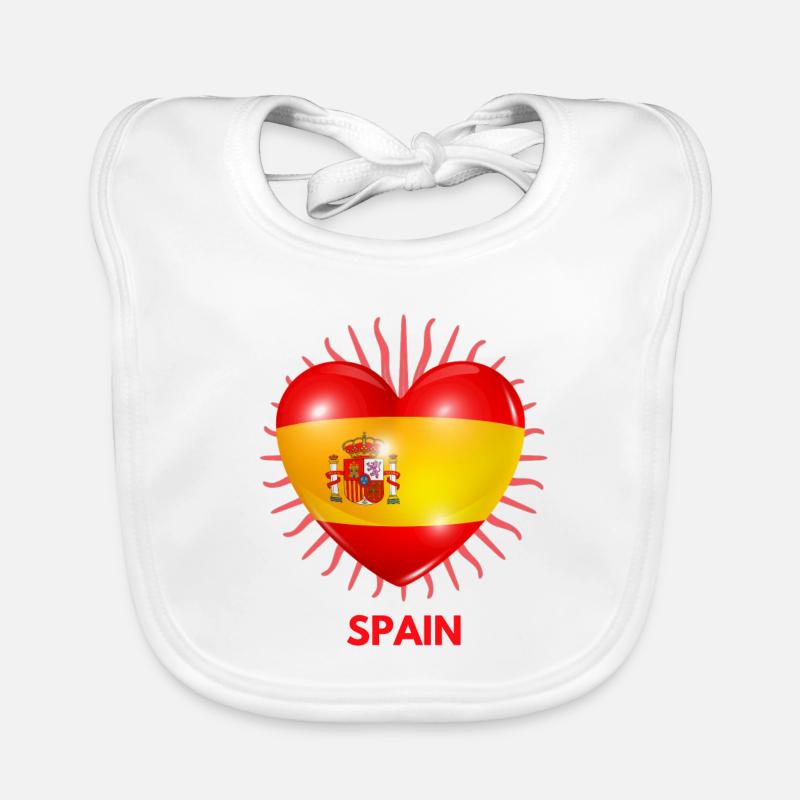 WM Quatar I Love Spain Pattern Organic Baby Bibs